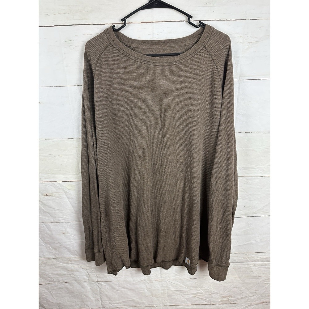 Carhartt Men's Long Sleeve Thermal Shirt Brown Size XL Crewneck Casual Chestnut
